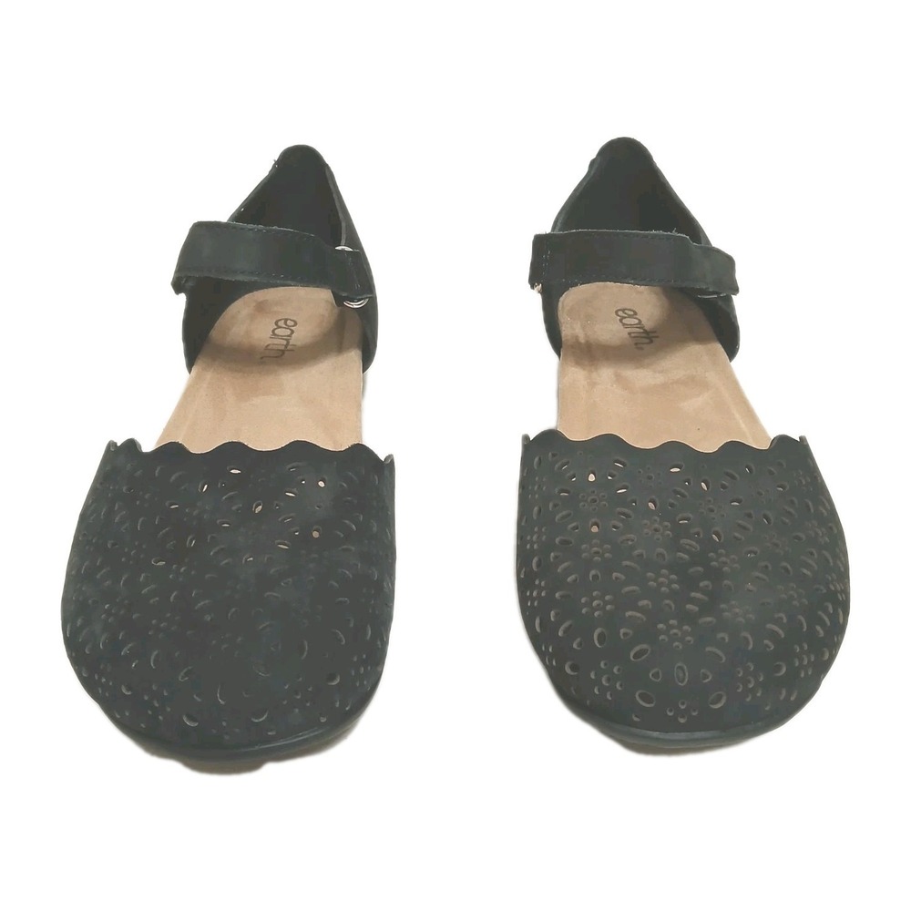 Earth Origins Brynn Women Sandals 10M Black Suede Perforated Leather Comfort - Picture 4 of 11